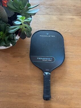 PADDLETEK Tempest Wave Pro Pickleball Paddle - Black with Teal Accents